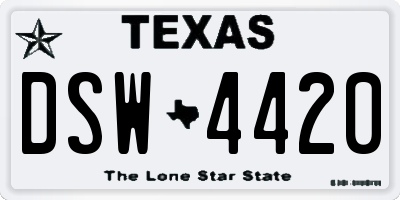 TX license plate DSW4420