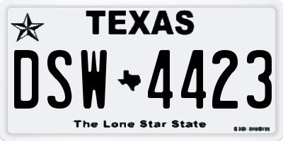 TX license plate DSW4423