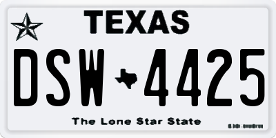 TX license plate DSW4425
