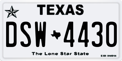 TX license plate DSW4430