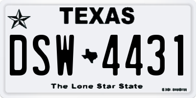 TX license plate DSW4431