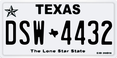 TX license plate DSW4432