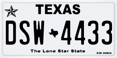 TX license plate DSW4433
