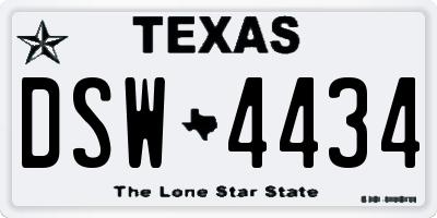 TX license plate DSW4434