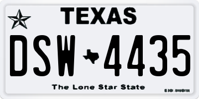 TX license plate DSW4435