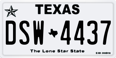 TX license plate DSW4437