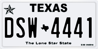 TX license plate DSW4441