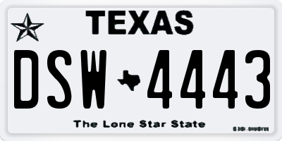 TX license plate DSW4443