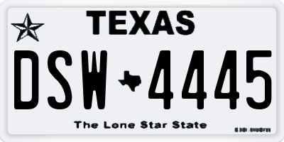 TX license plate DSW4445