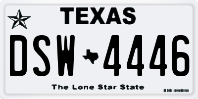 TX license plate DSW4446