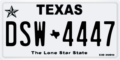 TX license plate DSW4447