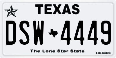 TX license plate DSW4449