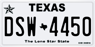 TX license plate DSW4450