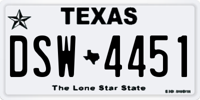 TX license plate DSW4451