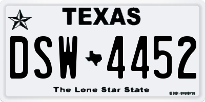 TX license plate DSW4452