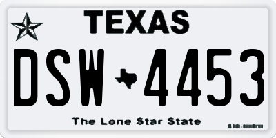 TX license plate DSW4453