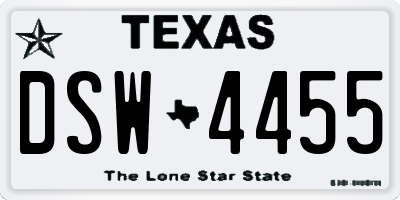 TX license plate DSW4455