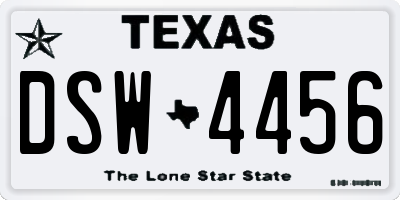 TX license plate DSW4456