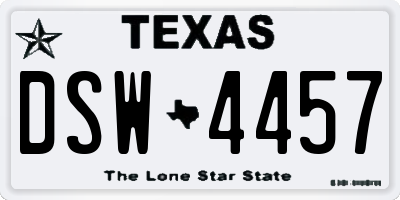 TX license plate DSW4457