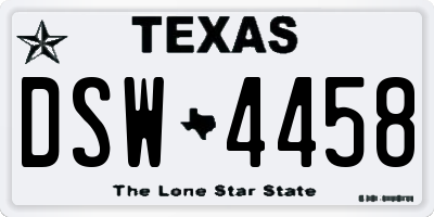 TX license plate DSW4458