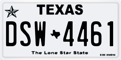 TX license plate DSW4461