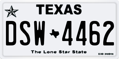 TX license plate DSW4462
