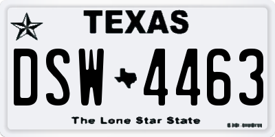 TX license plate DSW4463