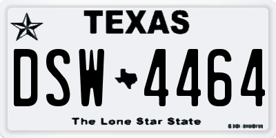 TX license plate DSW4464