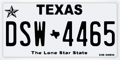 TX license plate DSW4465