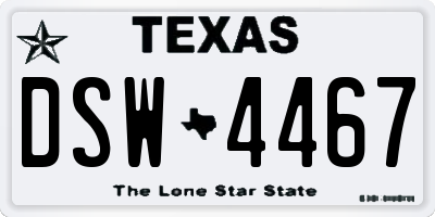 TX license plate DSW4467