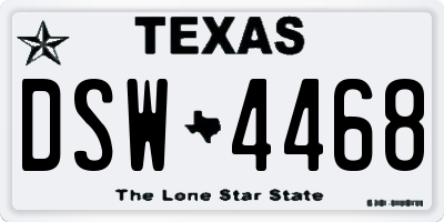 TX license plate DSW4468