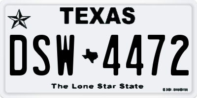 TX license plate DSW4472