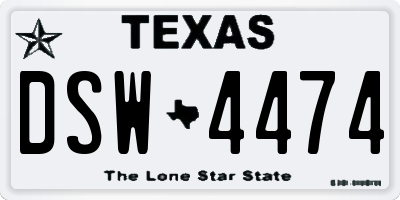 TX license plate DSW4474