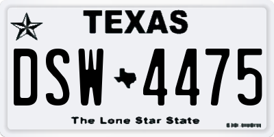 TX license plate DSW4475