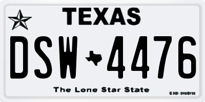 TX license plate DSW4476