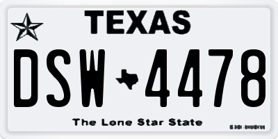 TX license plate DSW4478