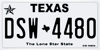 TX license plate DSW4480
