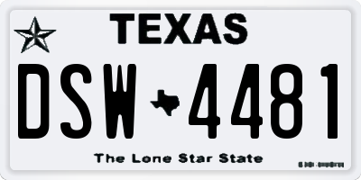 TX license plate DSW4481