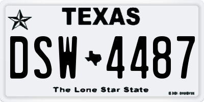 TX license plate DSW4487