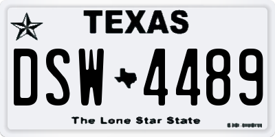 TX license plate DSW4489