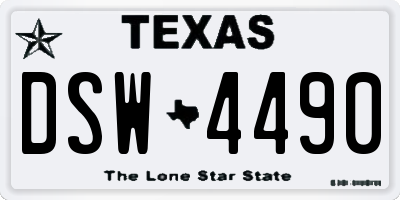 TX license plate DSW4490