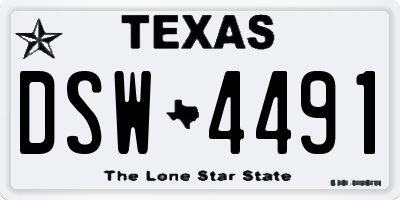 TX license plate DSW4491