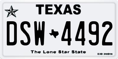 TX license plate DSW4492