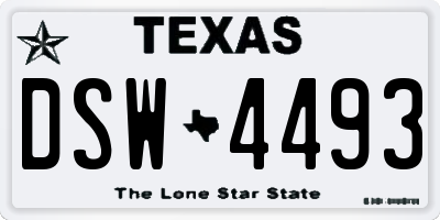 TX license plate DSW4493