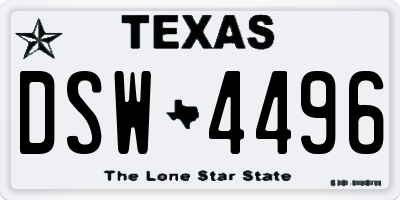 TX license plate DSW4496