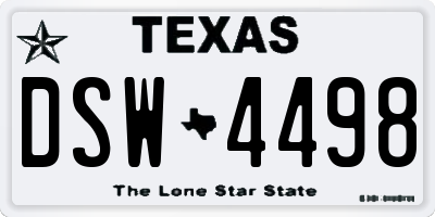 TX license plate DSW4498