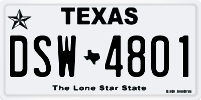 TX license plate DSW4801