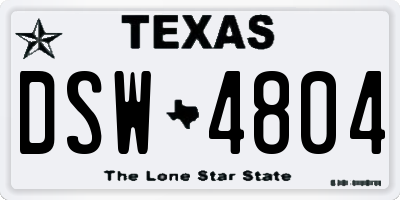 TX license plate DSW4804