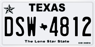 TX license plate DSW4812