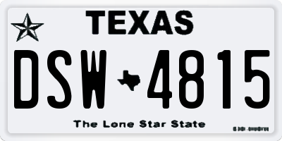 TX license plate DSW4815